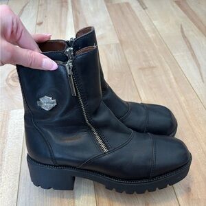 Harley-Davidson Starter Switch Black Leather Boots Size 7.5 Women’s